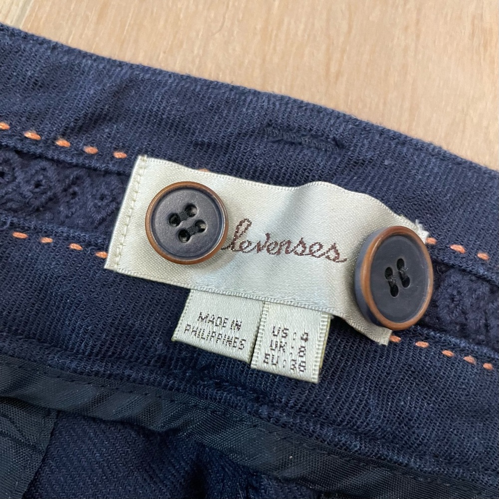 ANTHROPOLOGIE ELEVENSES Navy Blue Linen Wide Leg Trouser - Picture 5 of 12